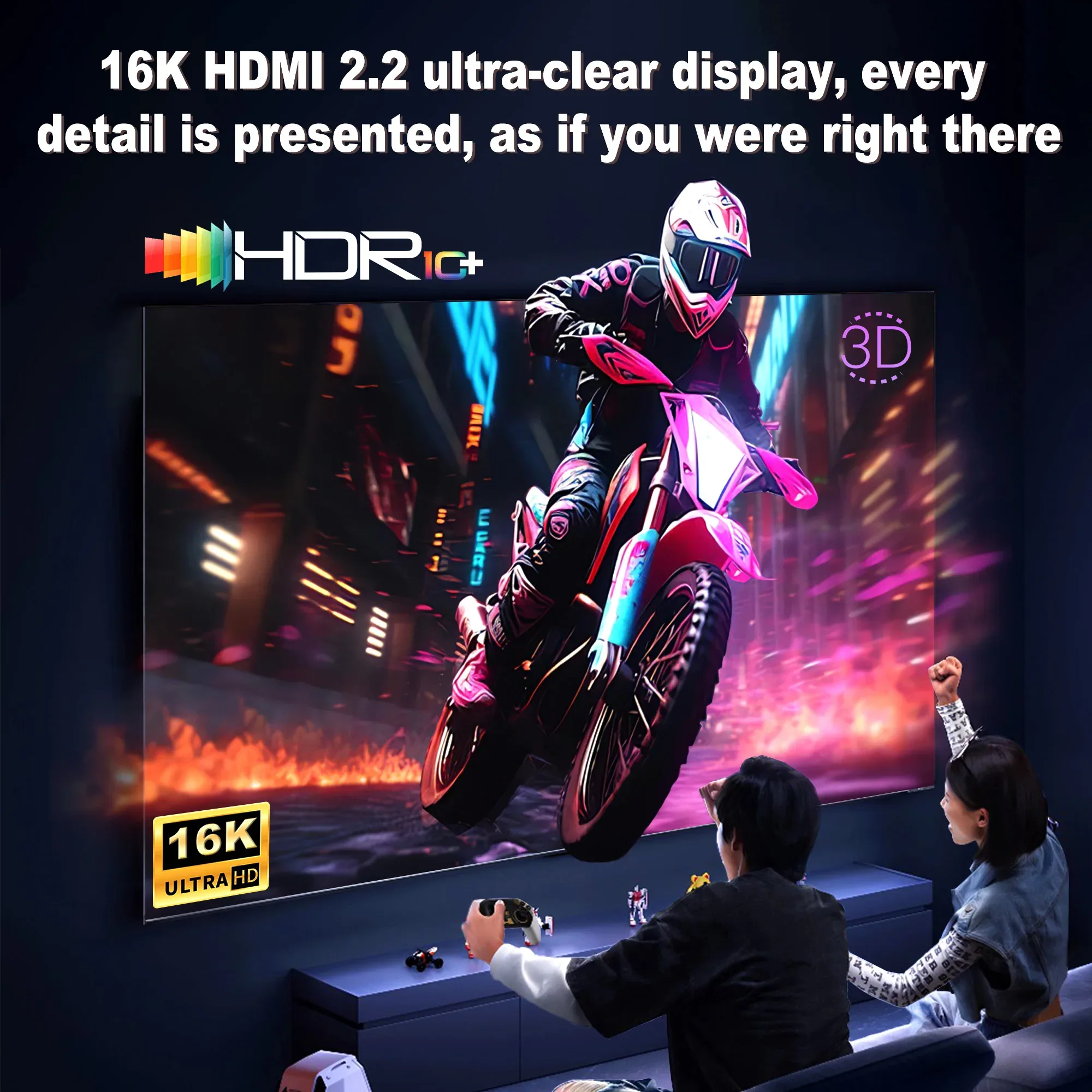 Câble HDMI 2.2 Tressé Ultra Haute Vitesse 16K (96 Gbps) - Compatible 16K@60Hz, 8K@120Hz, 4K@240Hz, HDR UHD 12 bits - Image 5