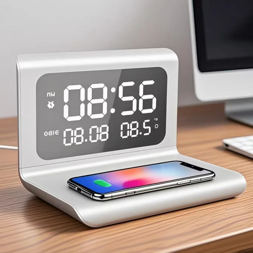 Station de charge sans fil rapide avec réveil et thermomètre - Compatible Qi slide 6