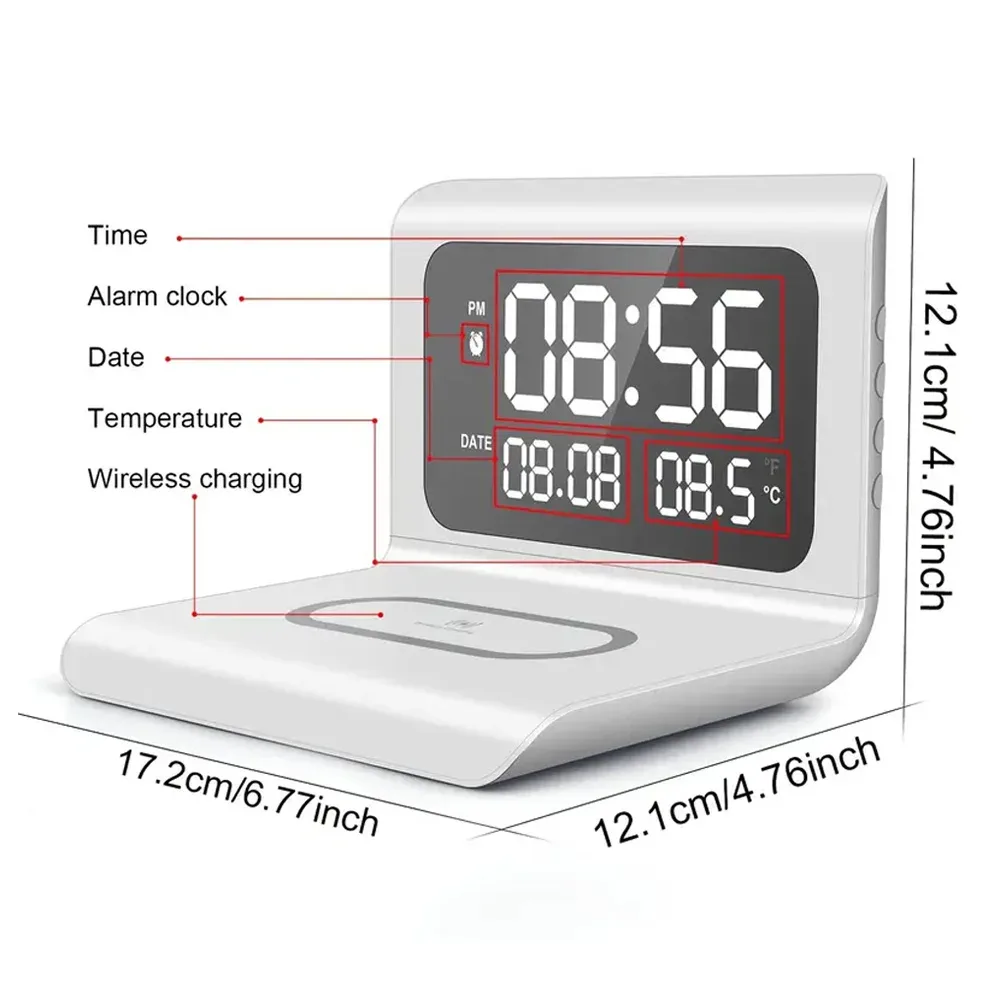 Station de charge sans fil rapide avec réveil et thermomètre - Compatible Qi slide 2