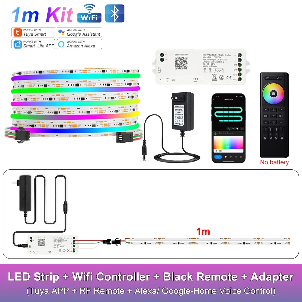 Ruban LED COB RGB-IC Adressable WiFi Tuya - Compatible Alexa & Google Home - Kit 10m à 25m slide 15