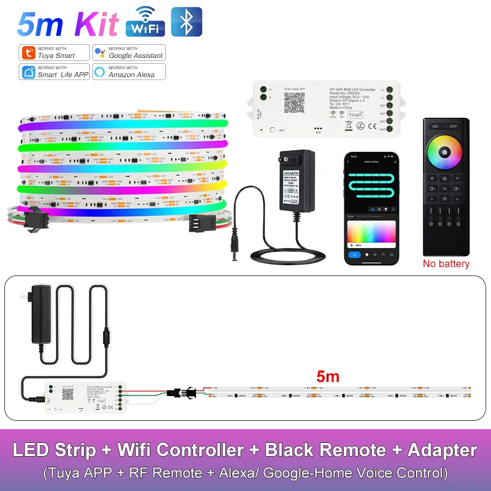 Ruban LED COB RGB-IC Adressable WiFi Tuya - Compatible Alexa & Google Home - Kit 10m à 25m slide 8