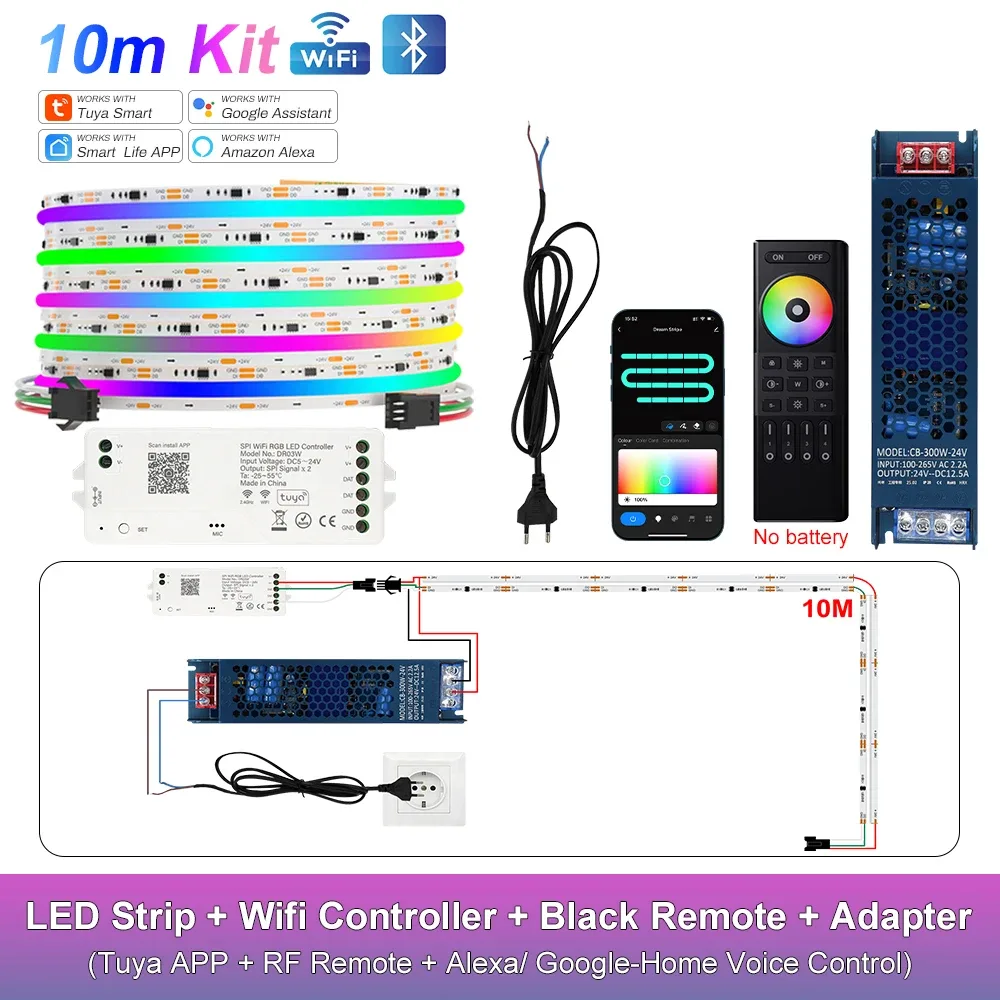 Ruban LED COB RGB-IC Adressable WiFi Tuya - Compatible Alexa & Google Home - Kit 10m à 25m slide 10
