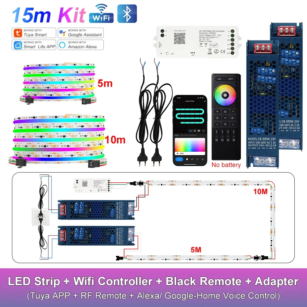 Ruban LED COB RGB-IC Adressable WiFi Tuya - Compatible Alexa & Google Home - Kit 10m à 25m slide 11