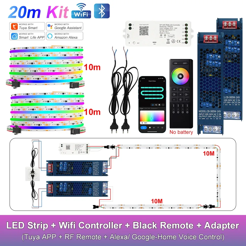 Ruban LED COB RGB-IC Adressable WiFi Tuya - Compatible Alexa & Google Home - Kit 10m à 25m slide 12