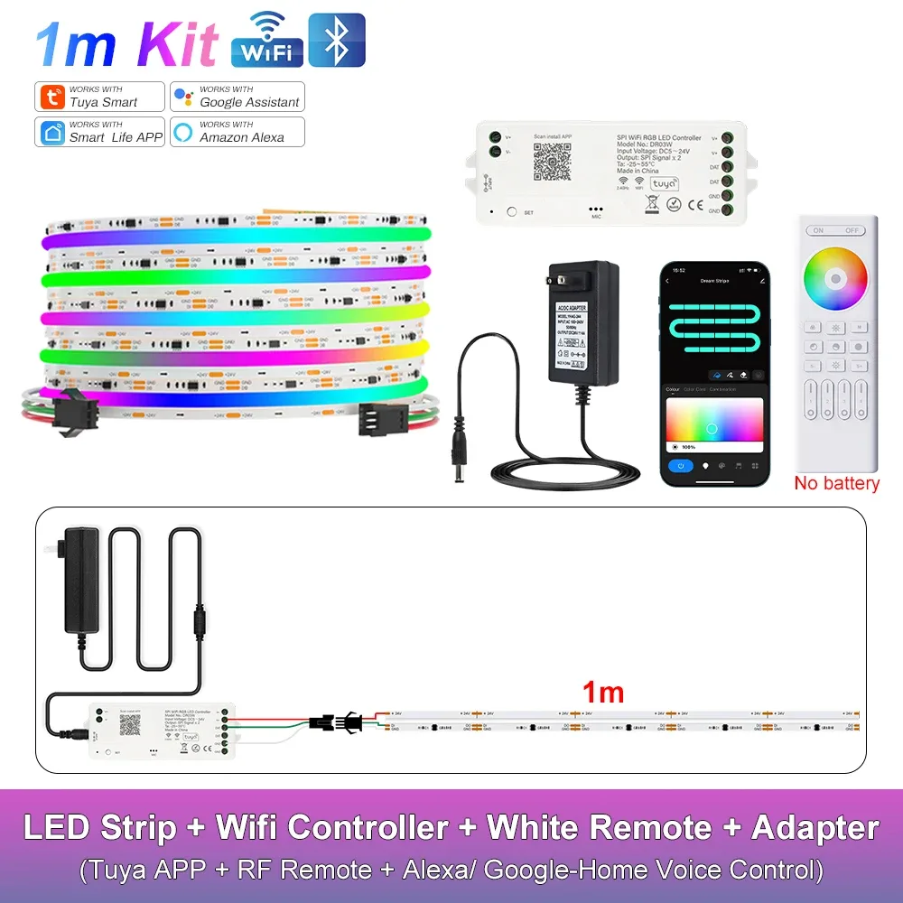 Ruban LED COB RGB-IC Adressable WiFi Tuya - Compatible Alexa & Google Home - Kit 10m à 25m slide 14