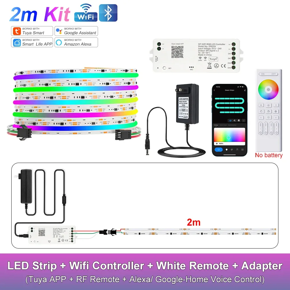 Ruban LED COB RGB-IC Adressable WiFi Tuya - Compatible Alexa & Google Home - Kit 10m à 25m slide 16