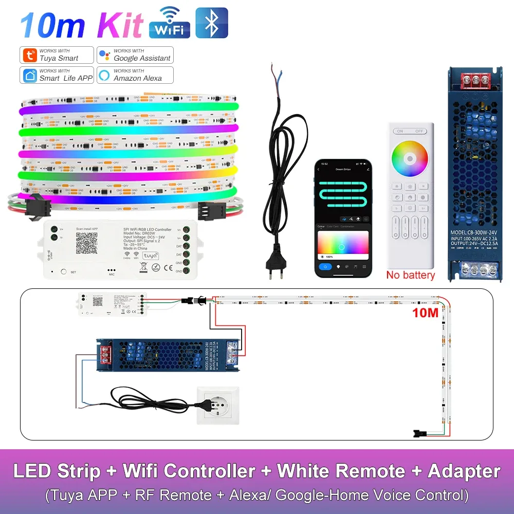 Ruban LED COB RGB-IC Adressable WiFi Tuya - Compatible Alexa & Google Home - Kit 10m à 25m slide 19