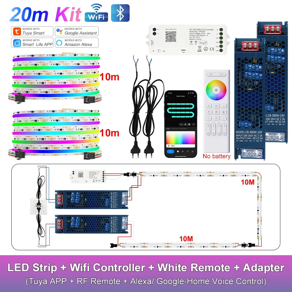 Ruban LED COB RGB-IC Adressable WiFi Tuya - Compatible Alexa & Google Home - Kit 10m à 25m slide 21