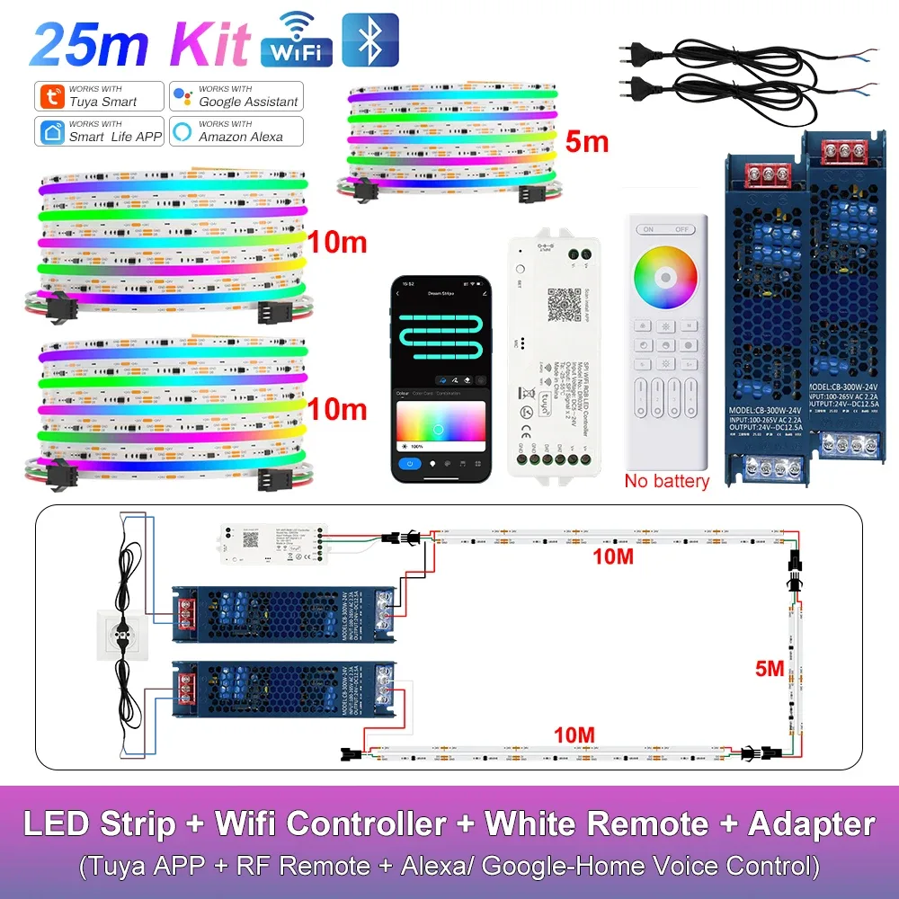 Ruban LED COB RGB-IC Adressable WiFi Tuya - Compatible Alexa & Google Home - Kit 10m à 25m slide 22