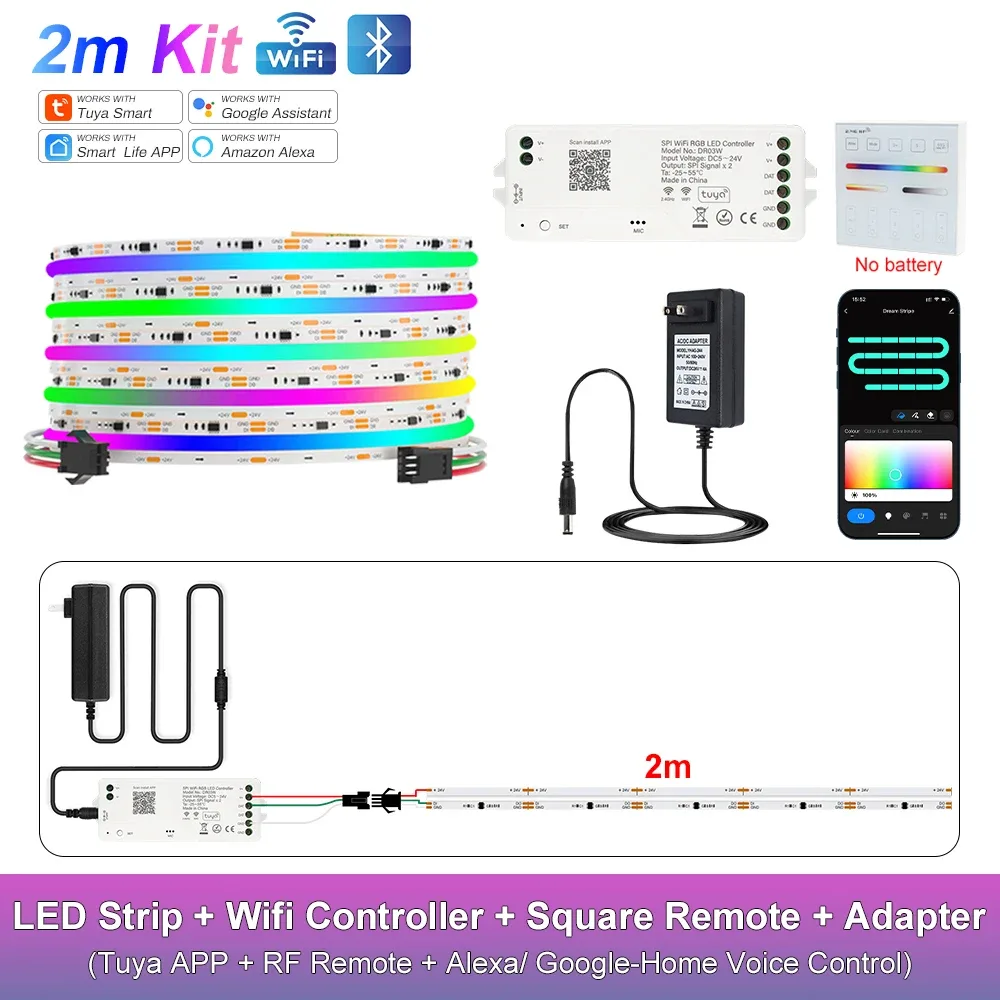 Ruban LED COB RGB-IC Adressable WiFi Tuya - Compatible Alexa & Google Home - Kit 10m à 25m slide 24