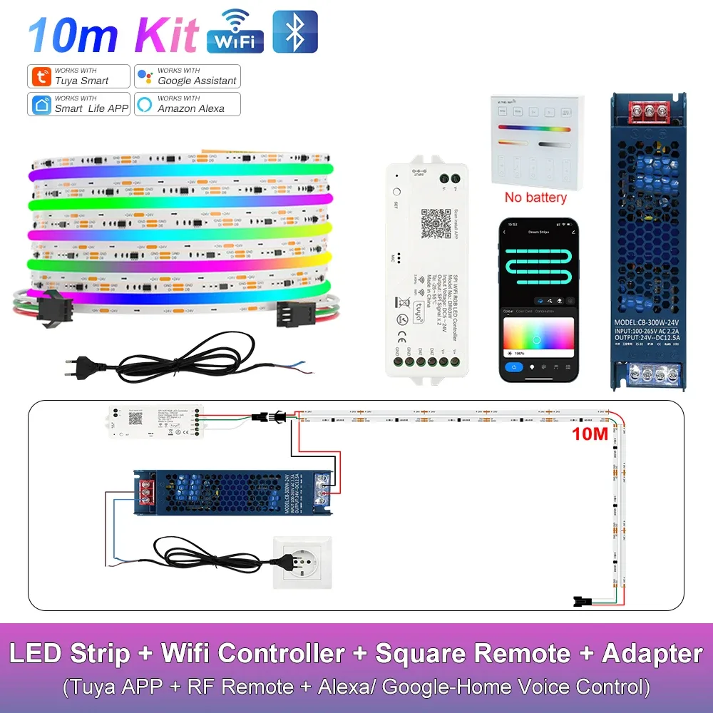 Ruban LED COB RGB-IC Adressable WiFi Tuya - Compatible Alexa & Google Home - Kit 10m à 25m slide 27