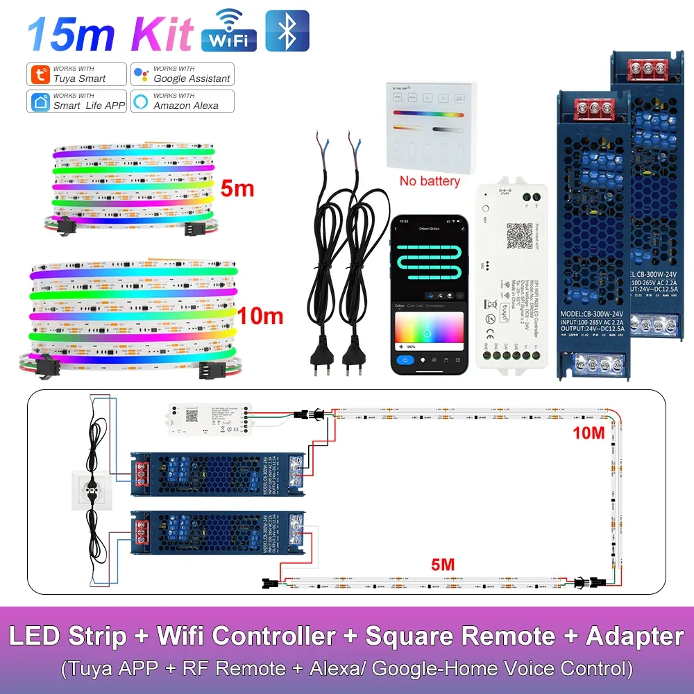 Ruban LED COB RGB-IC Adressable WiFi Tuya - Compatible Alexa & Google Home - Kit 10m à 25m slide 28