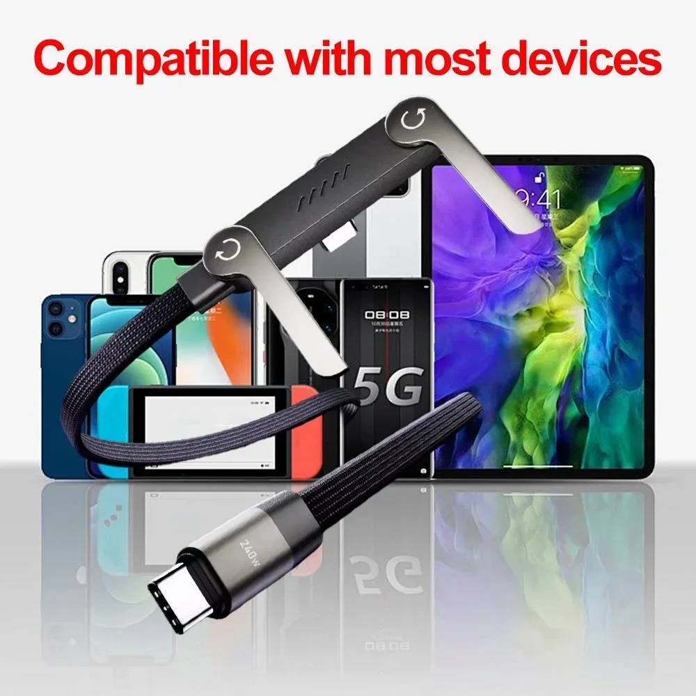 Câble USB-C vers USB-C 240W Charge Rapide avec Connecteur à 90° et Support Téléphone - 1m/1,5m/2m - Image 3