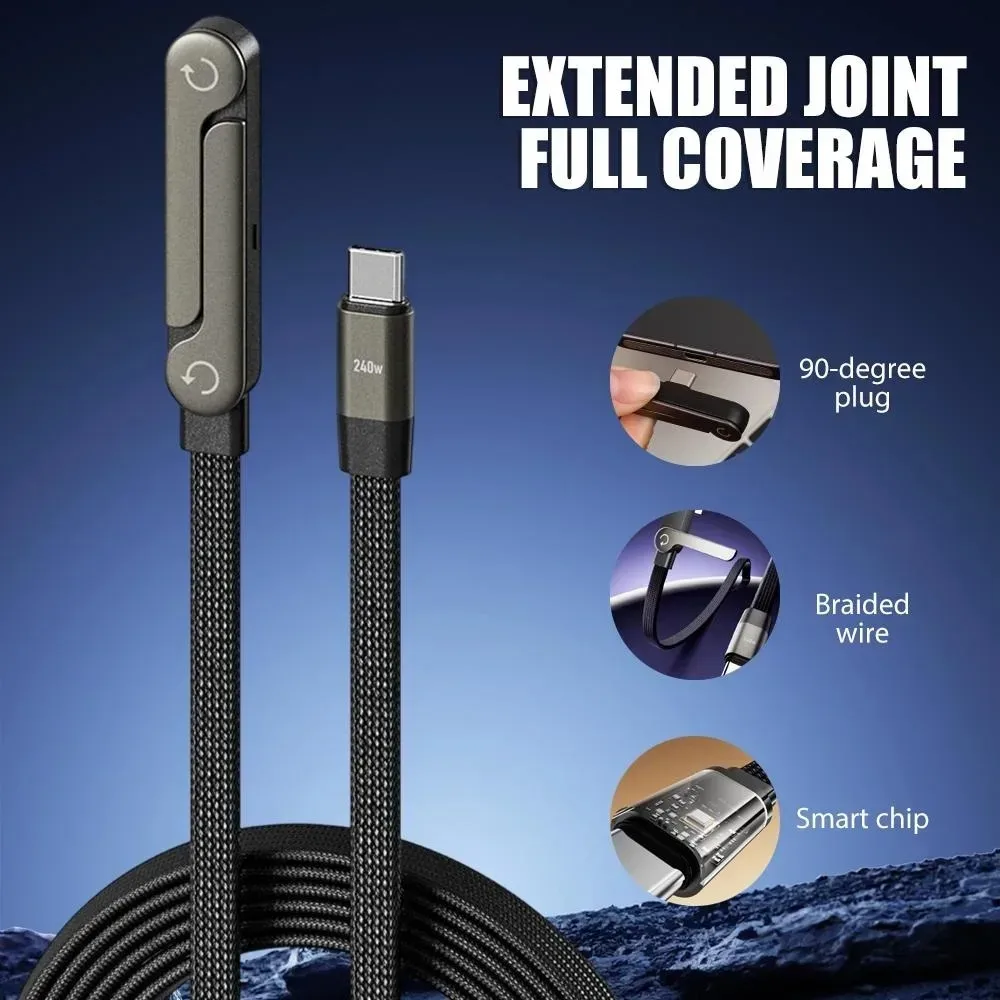 Câble USB-C vers USB-C 240W Charge Rapide avec Connecteur à 90° et Support Téléphone - 1m/1,5m/2m - Image 2