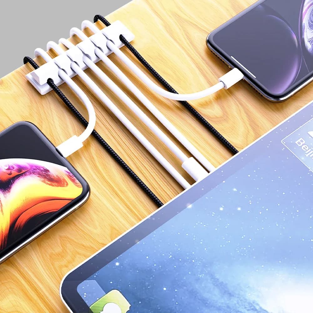 Organisateur de câbles USB en silicone flexible pour bureau - Image 3