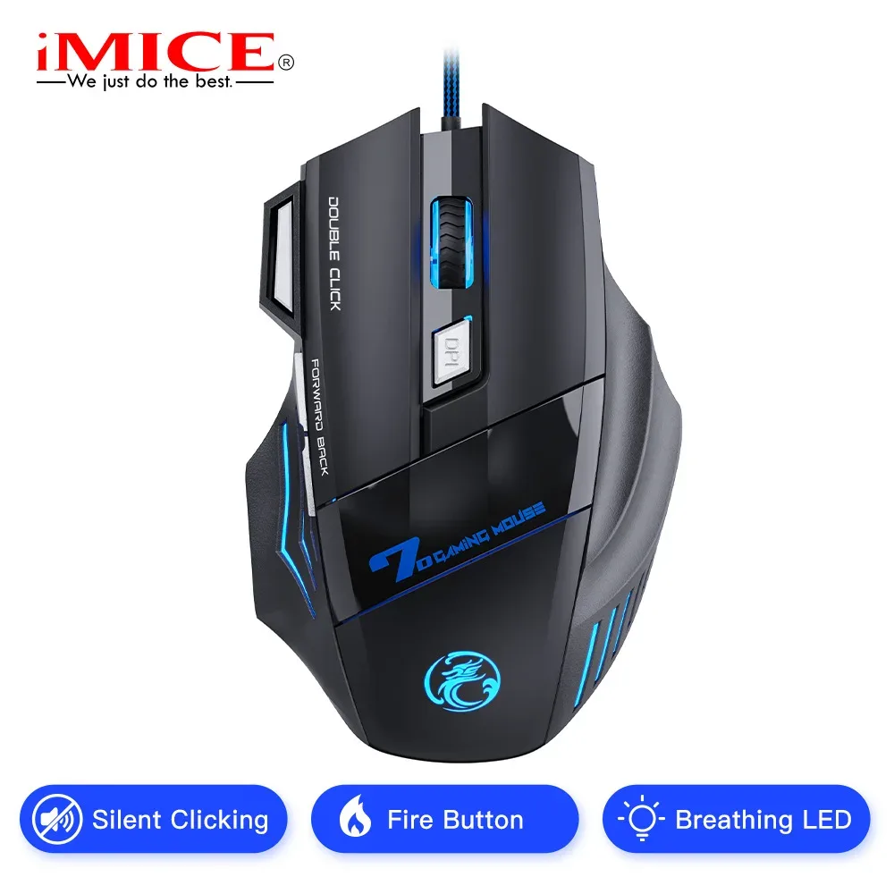 Souris Gaming Optique IMICE X7 - DPI Réglable, Design Ergonomique et Rétroéclairage LED - Image 5