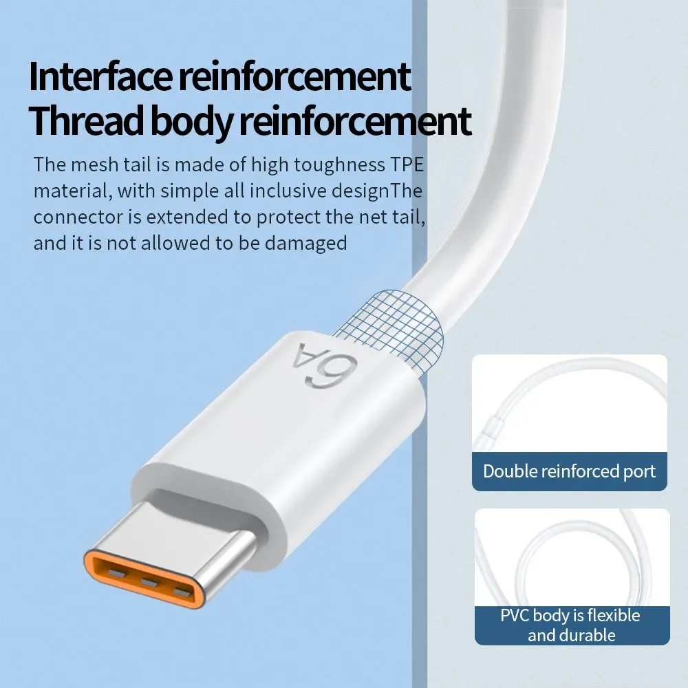 Câble USB vers Type C 6A - Charge Rapide 3.0 et Transfert de Données (0,25 m / 1 m / 1,5 m / 2 m) - Image 4