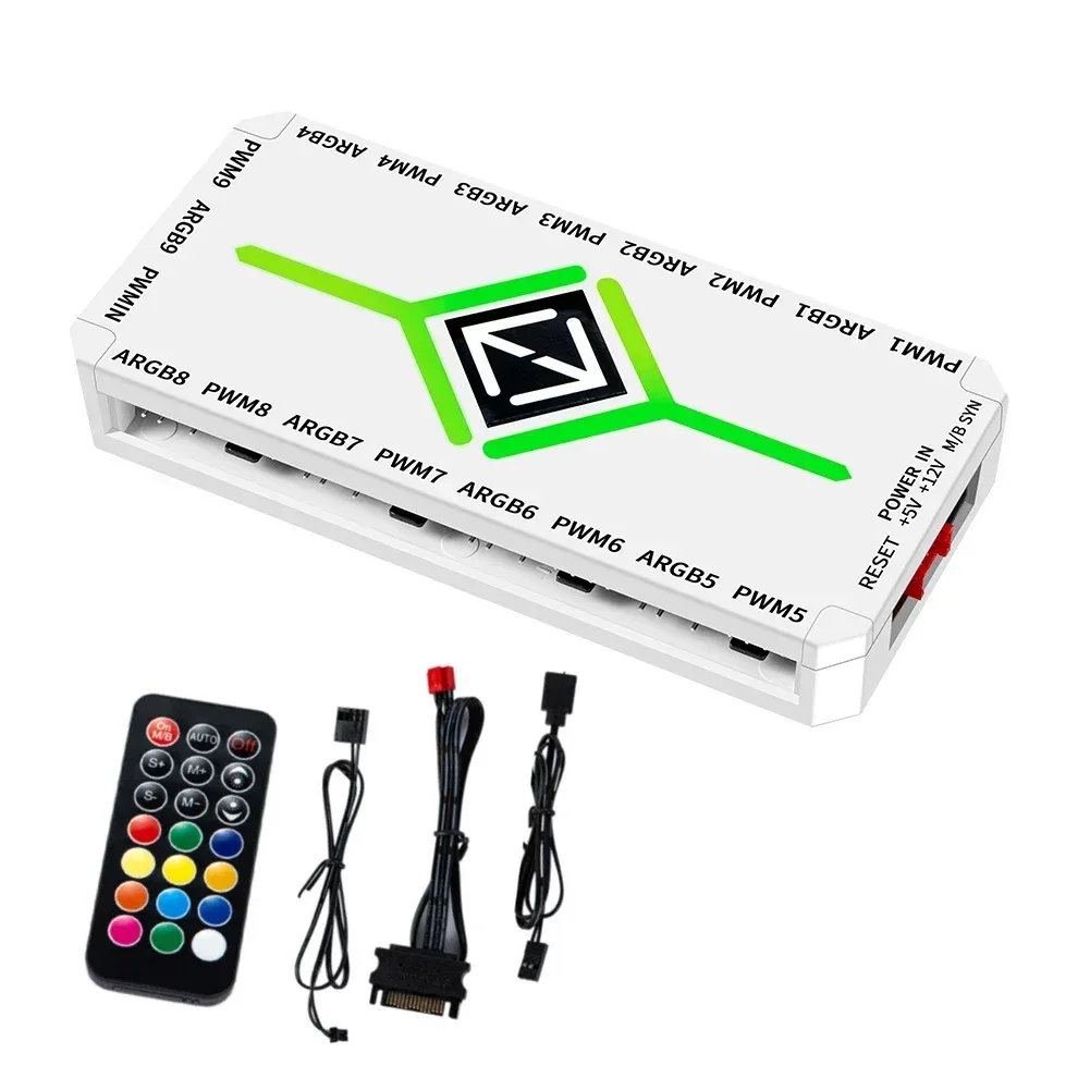 Hub de ventilation ARGB et PWM (9 ports) avec alimentation SATA et fixation magnétique slide 11