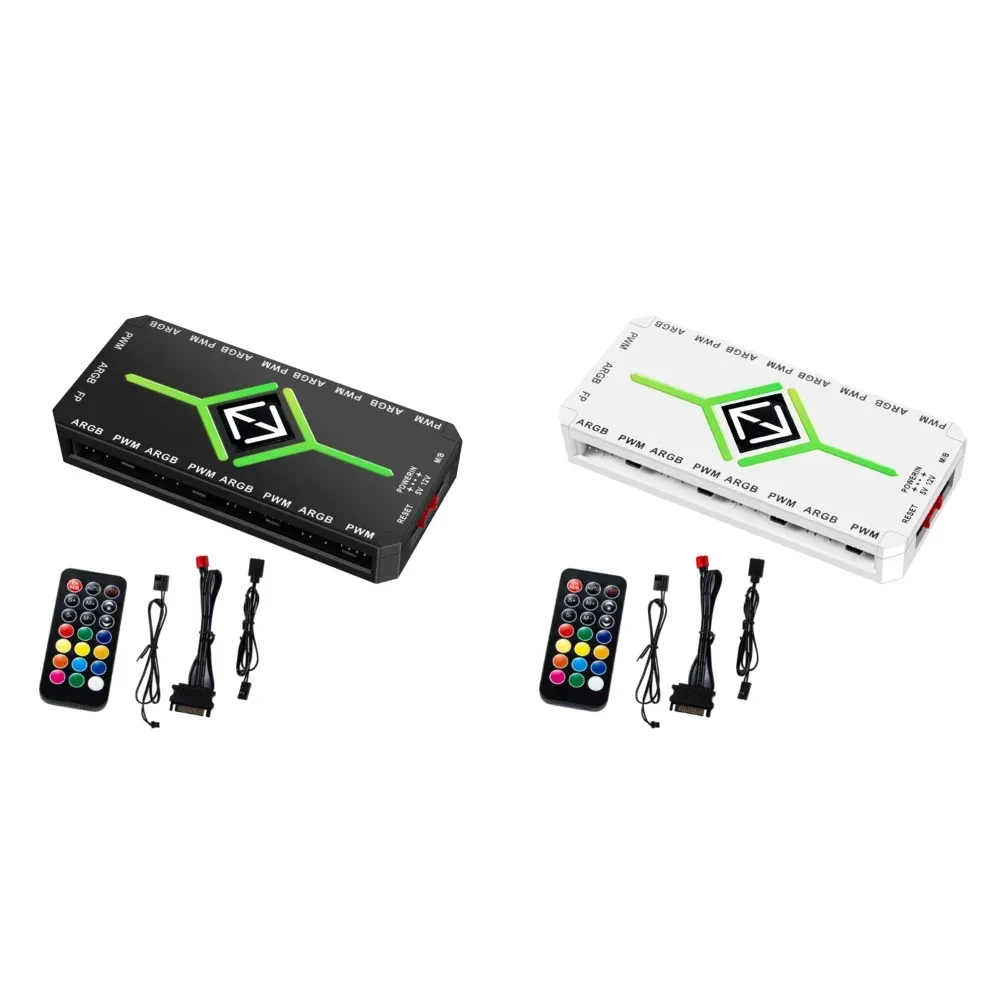 Hub de ventilation ARGB et PWM (9 ports) avec alimentation SATA et fixation magnétique slide 7