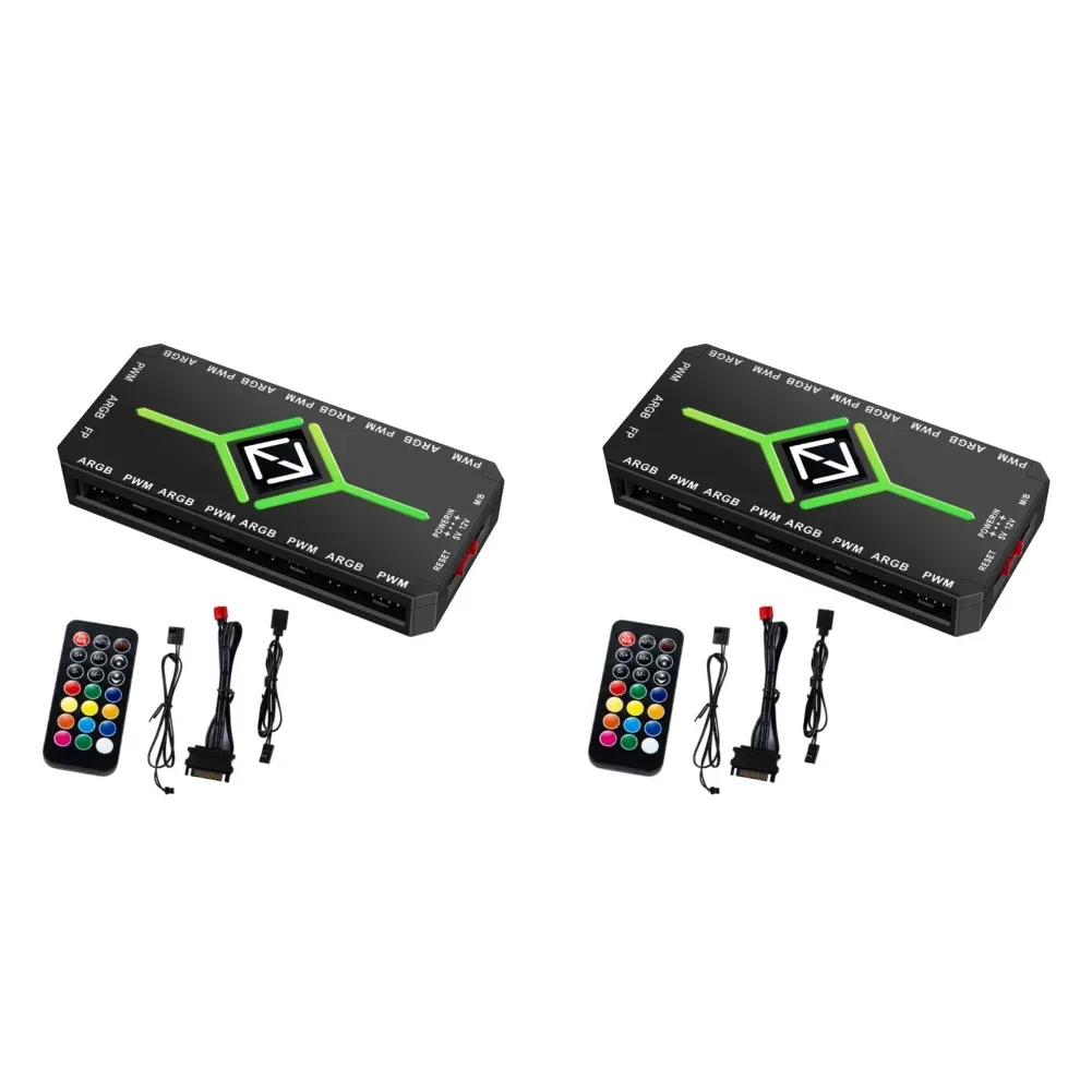 Hub de ventilation ARGB et PWM (9 ports) avec alimentation SATA et fixation magnétique slide 10