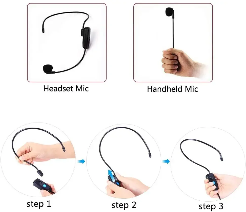 XIAOKOA Système de Double Microphone Sans Fil UHF, Casque et Portable 2-en-1 Rechargeable - Image 4