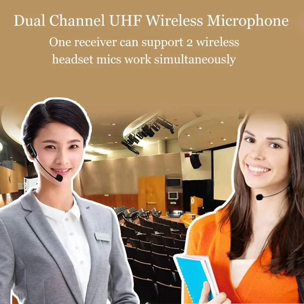 XIAOKOA Système de Double Microphone Sans Fil UHF, Casque et Portable 2-en-1 Rechargeable - Image 2