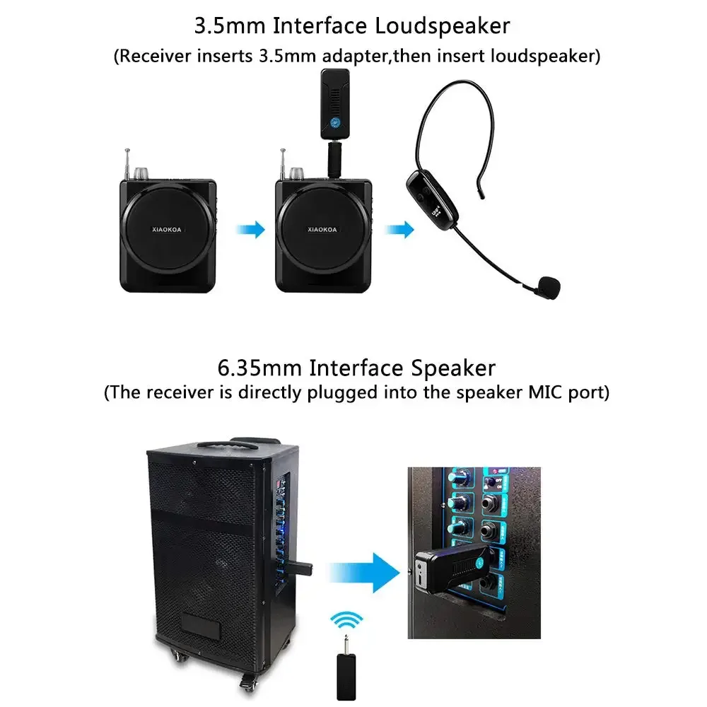 XIAOKOA Système de Double Microphone Sans Fil UHF, Casque et Portable 2-en-1 Rechargeable - Image 6
