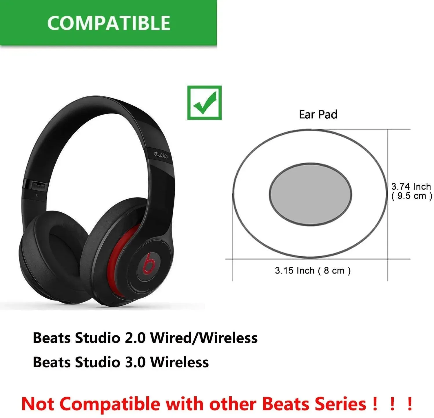 Coussinets de remplacement en mousse à mémoire de forme pour Beats Studio 2.0 et 3.0 - Image 2