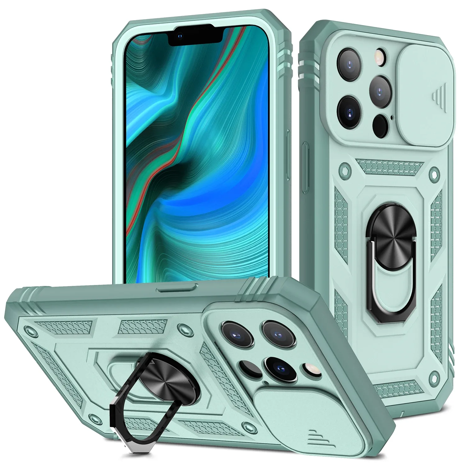 Coque de protection robuste avec cache-caméra coulissant et support rotatif à 360° pour iPhone 15 Pro Max, 14, 13, 12, 11, XS, X, 8, 7 Plus slide 10