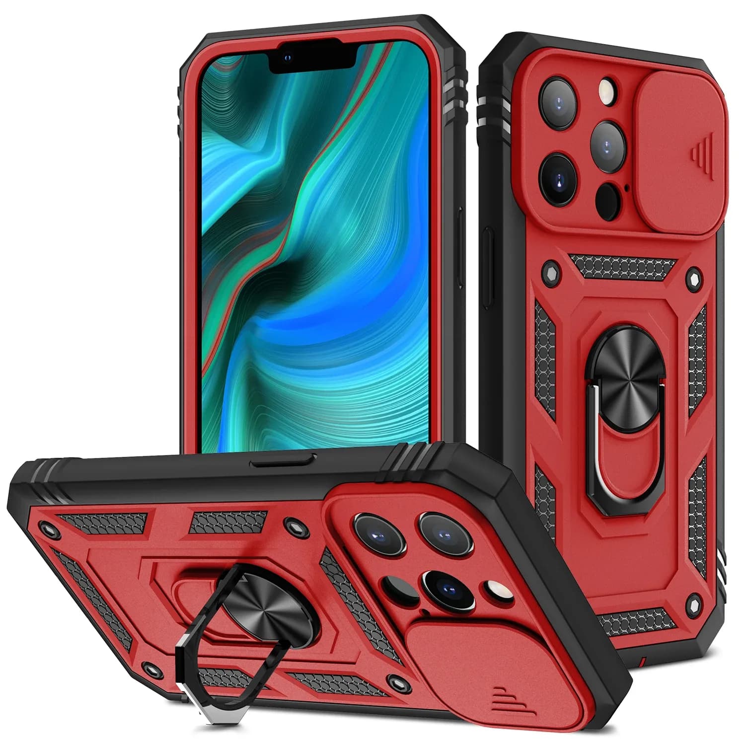 Coque de protection robuste avec cache-caméra coulissant et support rotatif à 360° pour iPhone 15 Pro Max, 14, 13, 12, 11, XS, X, 8, 7 Plus slide 8