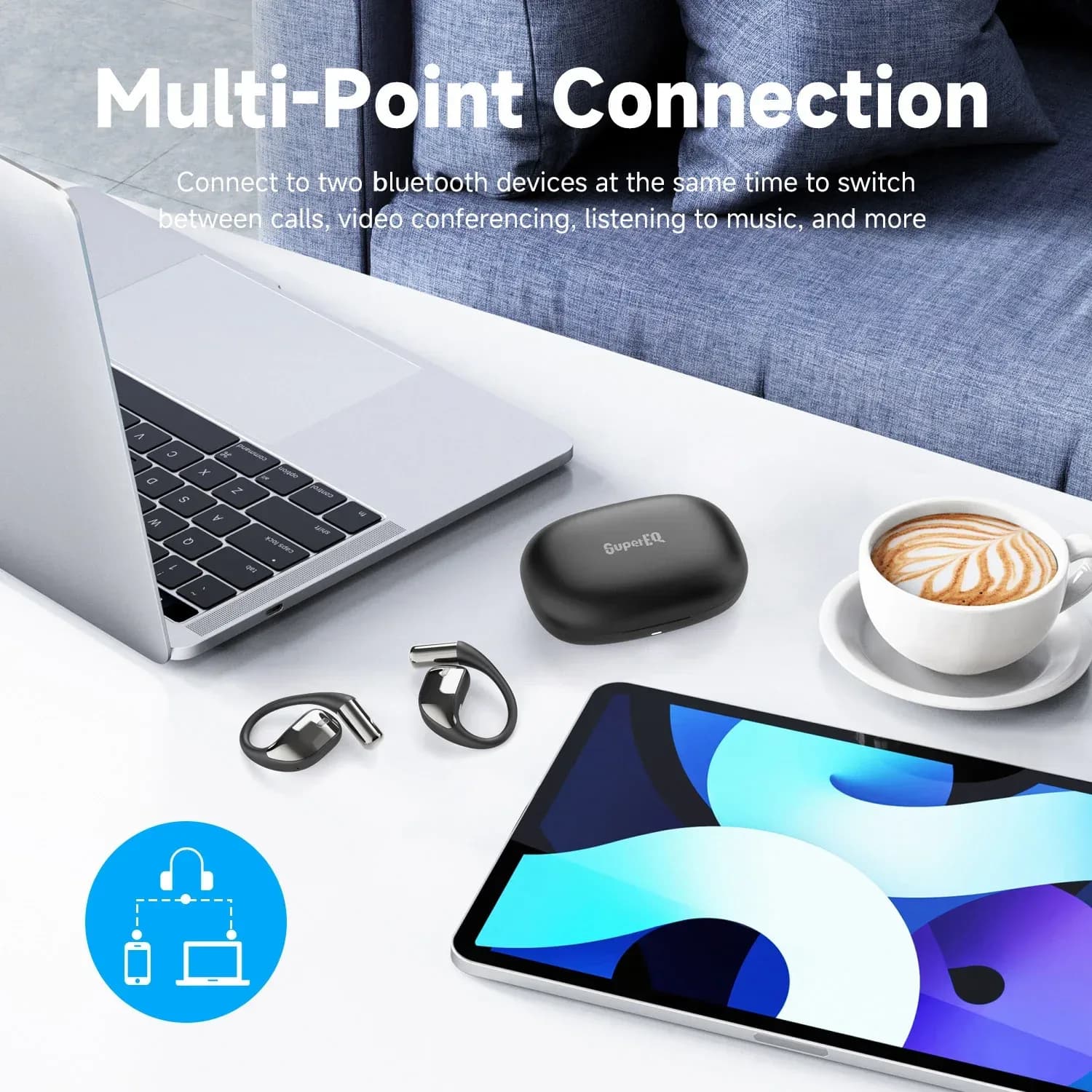 Oneodio SuperEQ T44 - Écouteurs sans fil à conduction aérienne, Bluetooth 5.3, 4 micros ENC - Image 6