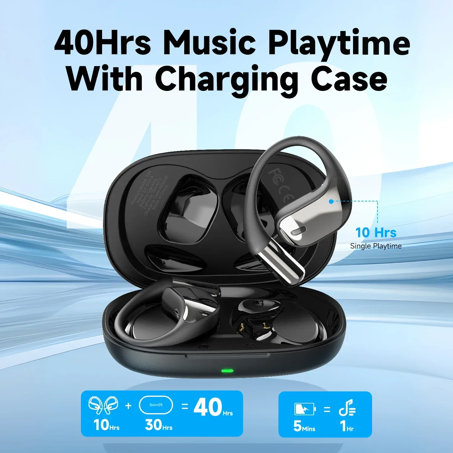 Oneodio SuperEQ T44 - Écouteurs sans fil à conduction aérienne, Bluetooth 5.3, 4 micros ENC - Image 4