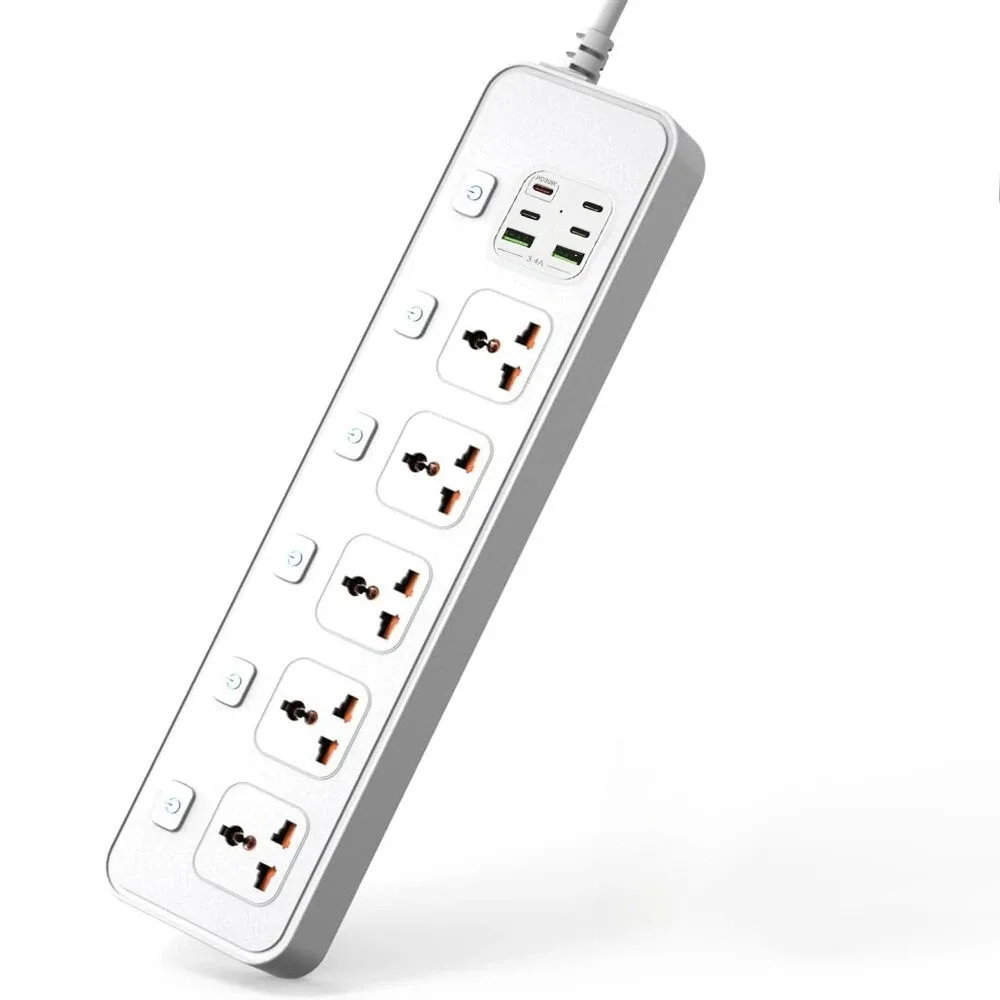 Multiprise universelle avec port USB-C 20W (QC 3.0) et protection contre les surtensions - Câble 2m slide 9