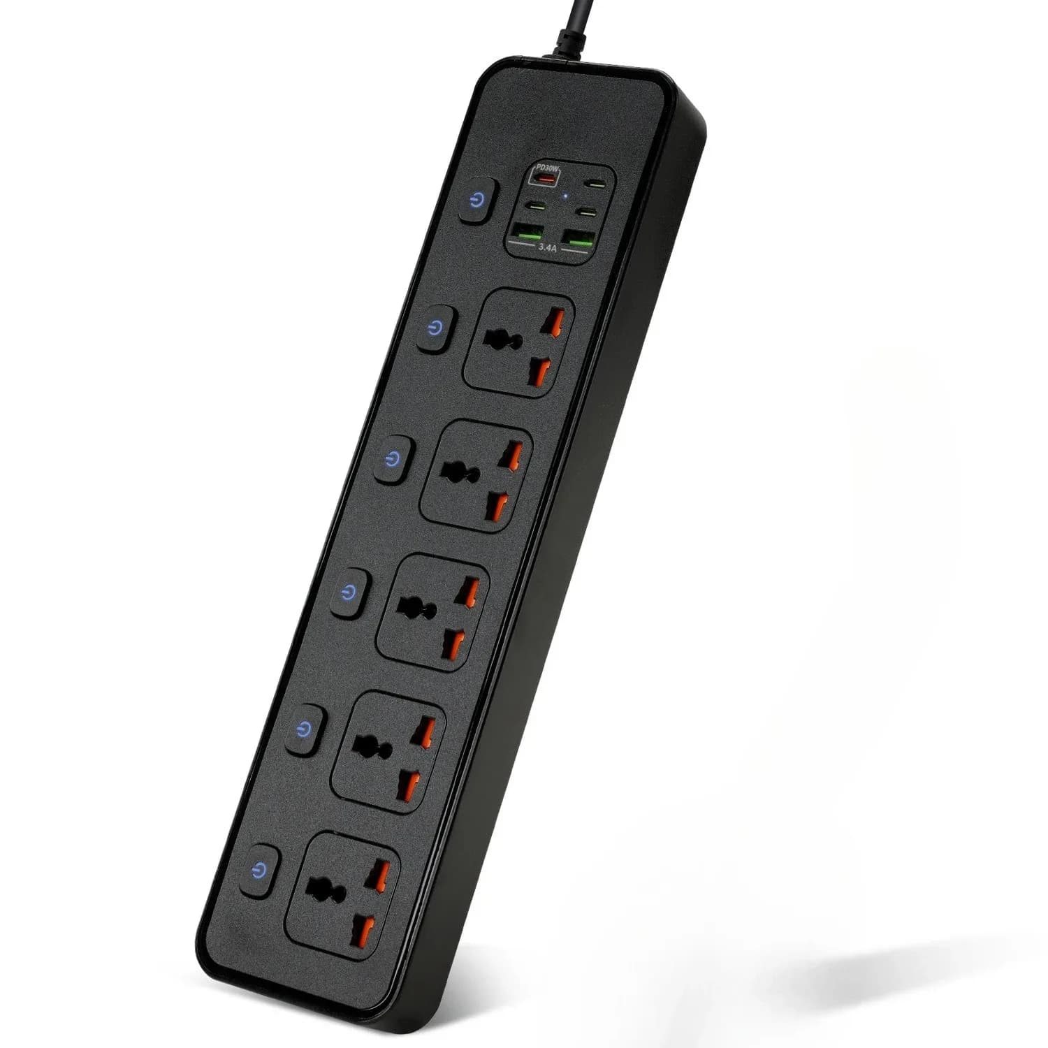Multiprise universelle avec port USB-C 20W (QC 3.0) et protection contre les surtensions - Câble 2m slide 8