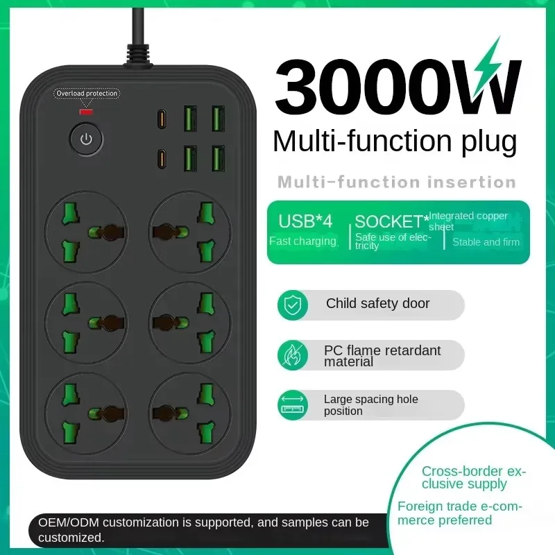 Multiprise universelle avec port USB-C 20W (QC 3.0) et protection contre les surtensions - Câble 2m slide 7