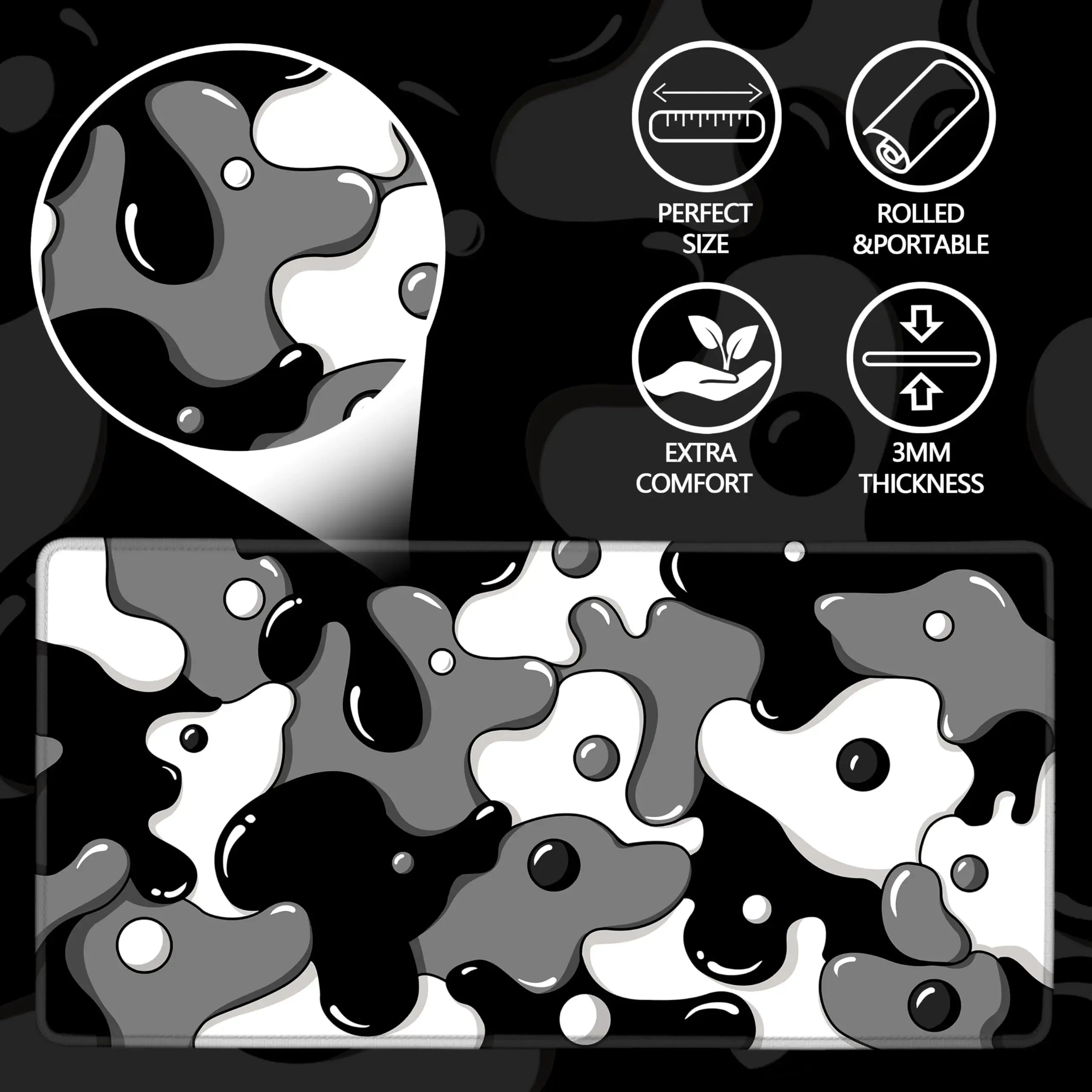 Tapis de souris gaming XXL avec bords cousus et base antidérapante - Image 2
