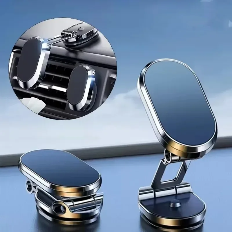 Support de téléphone magnétique pour voiture, pliable et rotatif à 360°