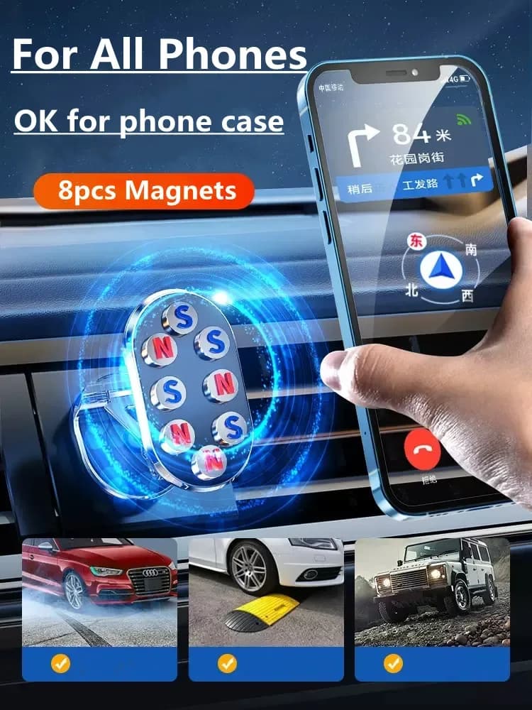 Support de téléphone magnétique pour voiture, pliable et rotatif à 360° slide 2