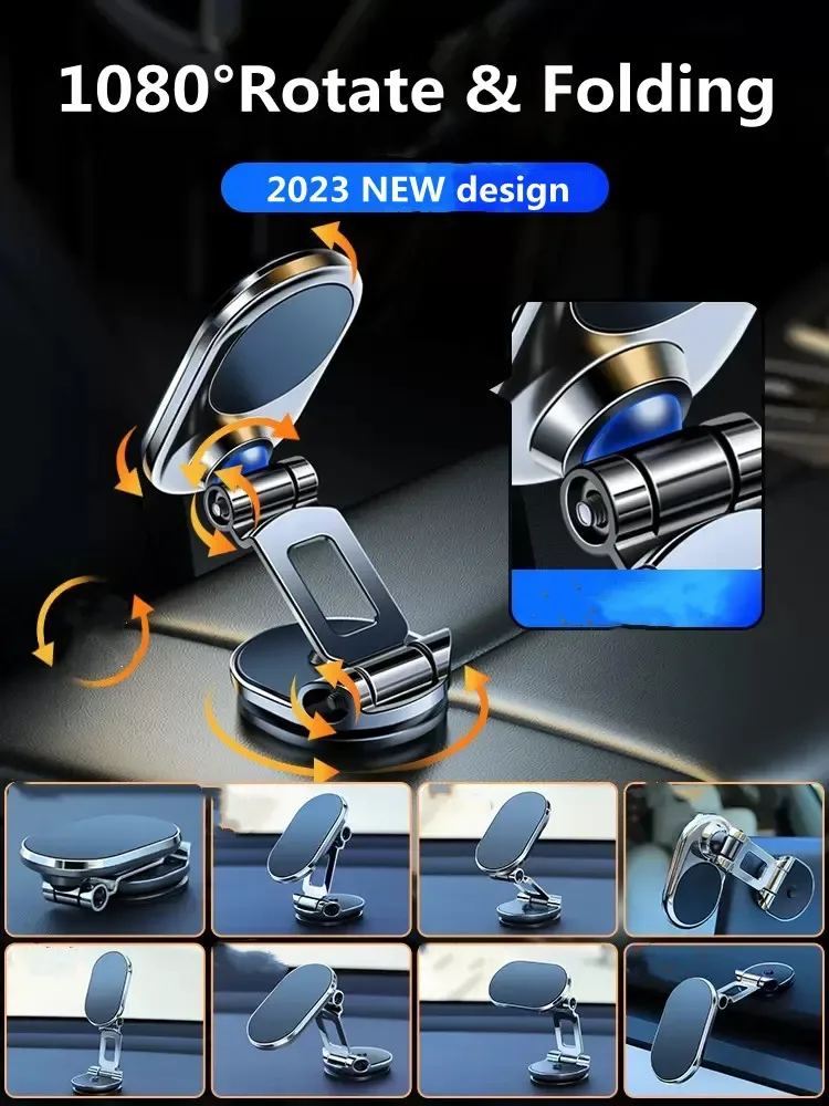 Support de téléphone magnétique pour voiture, pliable et rotatif à 360° slide 3