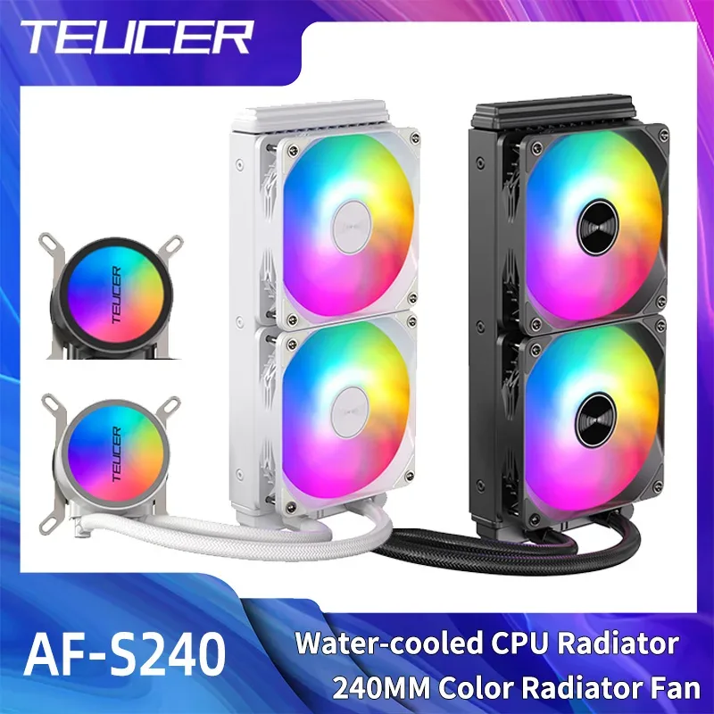 TEUCER AF-S240 - Kit de Refroidissement Liquide AIO 240mm pour Processeur avec Ventilateurs RGB - Compatible Intel LGA1700/115x et AMD AM4/AM5