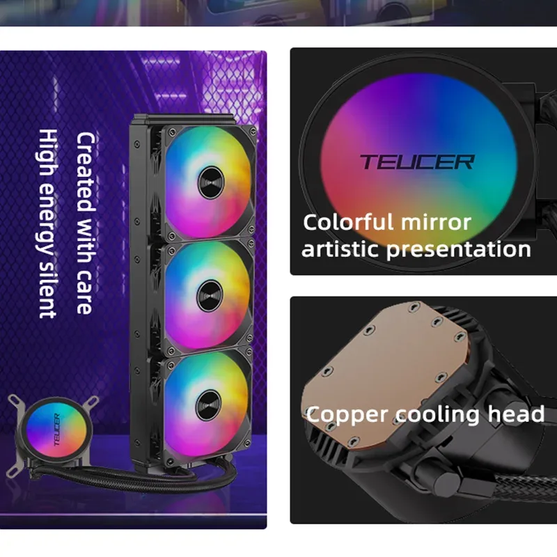 TEUCER AF-S240 - Kit de Refroidissement Liquide AIO 240mm pour Processeur avec Ventilateurs RGB - Compatible Intel LGA1700/115x et AMD AM4/AM5 slide 2