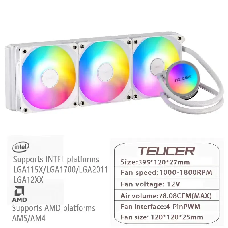 TEUCER AF-S240 - Kit de Refroidissement Liquide AIO 240mm pour Processeur avec Ventilateurs RGB - Compatible Intel LGA1700/115x et AMD AM4/AM5 slide 9