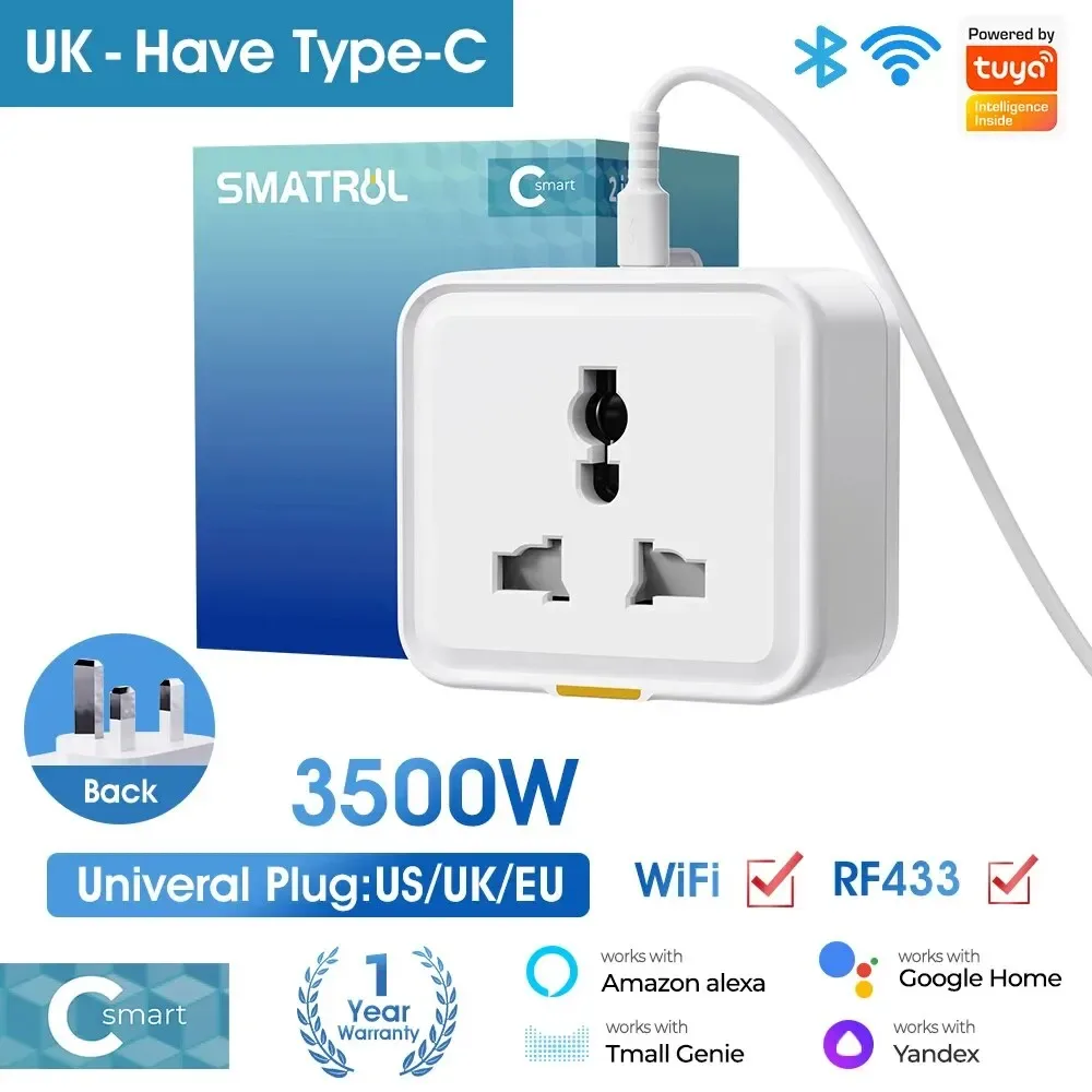 Prise intelligente universelle Tuya 16A avec WiFi, RF433 et port USB-C slide 7