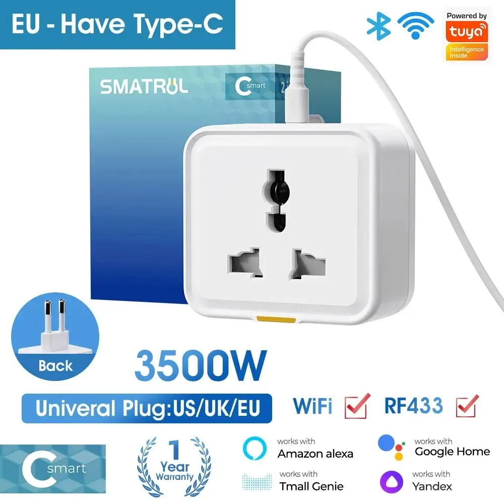 Prise intelligente universelle Tuya 16A avec WiFi, RF433 et port USB-C slide 8