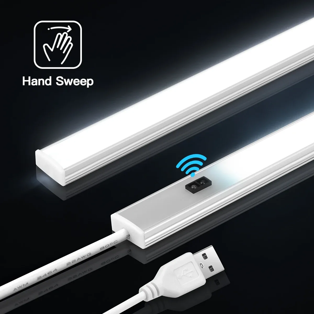 Réglette LED en aluminium avec capteur de mouvement par balayage de la main - USB 5V - Image 1