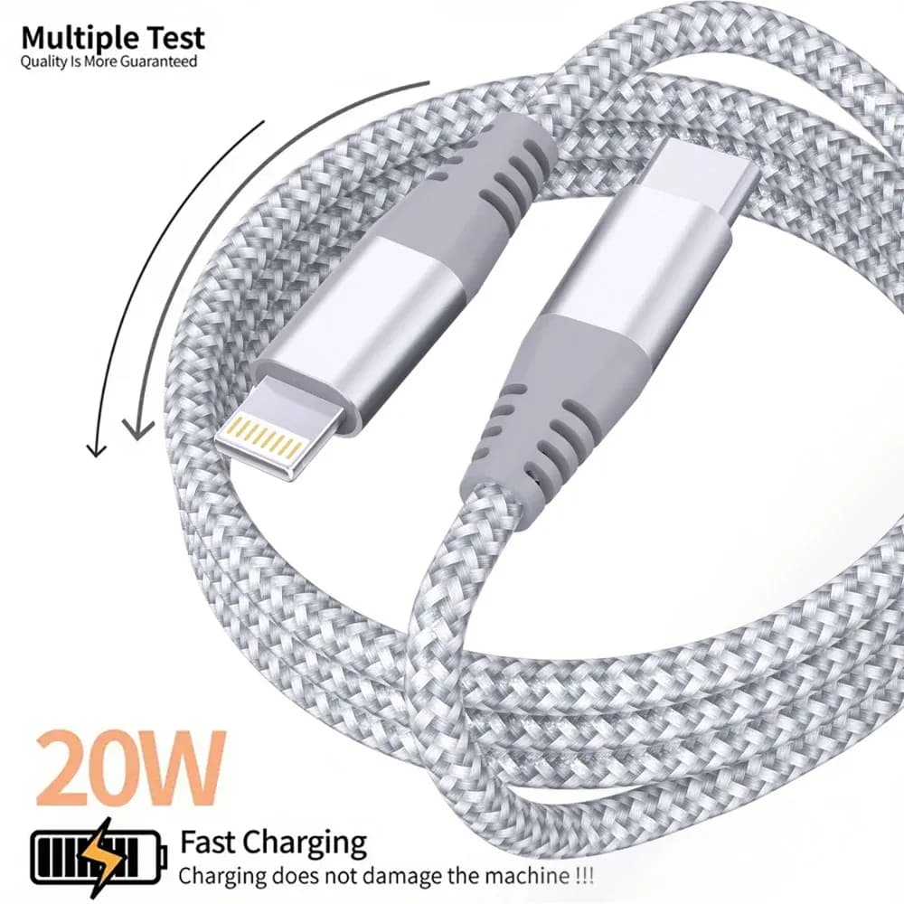 Câble USB-C vers Lightning en Nylon Tressé - Charge Rapide 20W - Certifié MFi slide 9