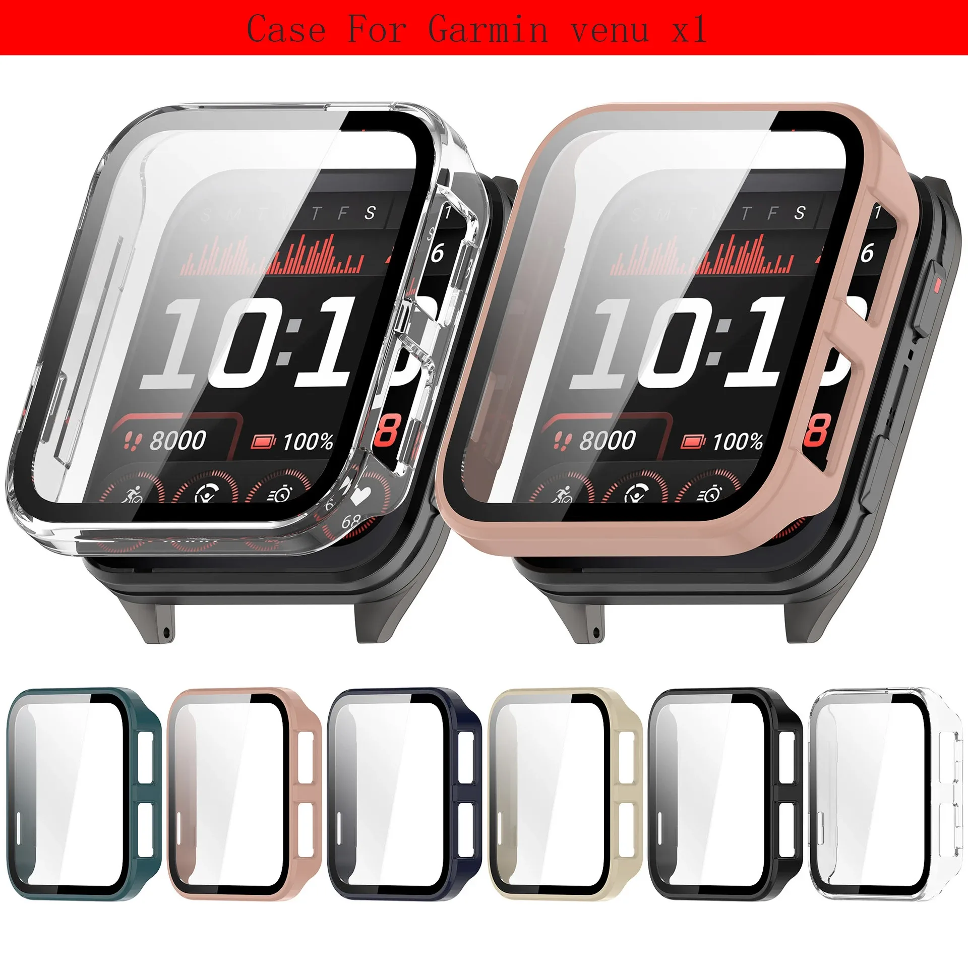 Coque de protection en PC avec verre trempé pour Garmin Venu x1