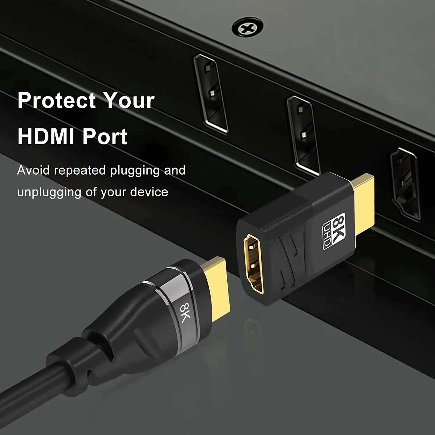 Adaptateur HDMI 2.1 8K Coudé (90° et 270°) Mâle vers Femelle - 48 Gbps, 8K@60Hz / 4K@120Hz slide 3