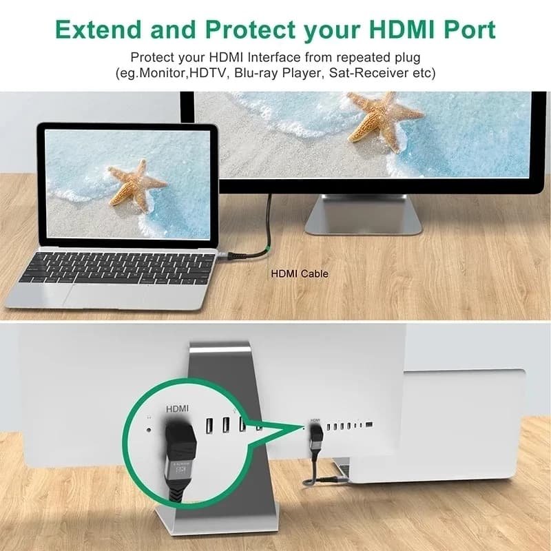 Adaptateur HDMI 2.1 8K Coudé (90° et 270°) Mâle vers Femelle - 48 Gbps, 8K@60Hz / 4K@120Hz slide 4