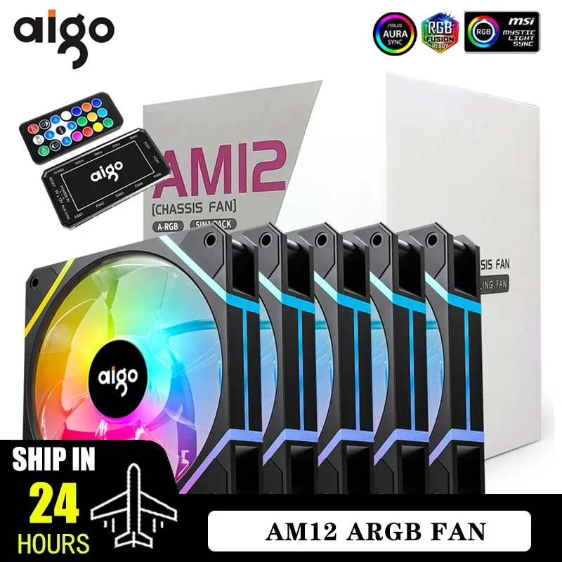 Ventilateur de boîtier Aigo AM12 ARGB 120 mm - Blanc - Image 1